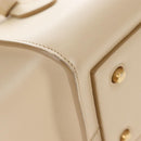CELINE Tie bag Hand Bag Leather Beige Gold Tone Auth 208155V-16