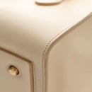 CELINE Tie bag Hand Bag Leather Beige Gold Tone Auth 208155V-19
