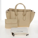 CELINE Tie bag Hand Bag Leather Beige Gold Tone Auth 208155V-12