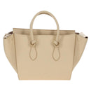 CELINE Tie bag Hand Bag Leather Beige Gold Tone Auth 208155V-13