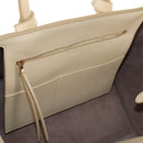 CELINE Tie bag Hand Bag Leather Beige Gold Tone Auth 208155V-25