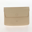 CELINE Tie bag Hand Bag Leather Beige Gold Tone Auth 208155V-28