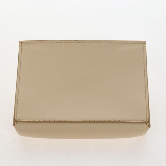 CELINE Tie bag Hand Bag Leather Beige Gold Tone Auth 208155V