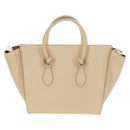 CELINE Tie bag Hand Bag Leather Beige Gold Tone Auth 208155V-2