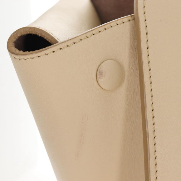 CELINE Tie bag Hand Bag Leather Beige Gold Tone Auth 208155V