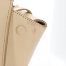 CELINE Tie bag Hand Bag Leather Beige Gold Tone Auth 208155V-4