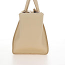 CELINE Tie bag Hand Bag Leather Beige Gold Tone Auth 208155V-5
