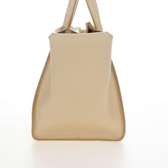 CELINE Tie bag Hand Bag Leather Beige Gold Tone Auth 208155V