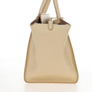 CELINE Tie bag Hand Bag Leather Beige Gold Tone Auth 208155V-6
