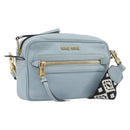 Miu Miu Madras Shoulder Bag Leather Light Blue Gold Tone Auth 208156V-1