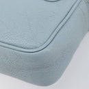 Miu Miu Madras Shoulder Bag Leather Light Blue Gold Tone Auth 208156V-12