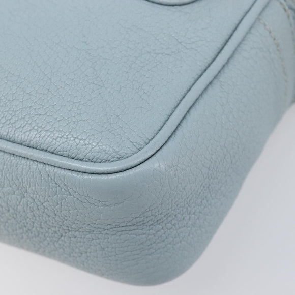 Miu Miu Madras Shoulder Bag Leather Light Blue Gold Tone Auth 208156V