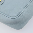 Miu Miu Madras Shoulder Bag Leather Light Blue Gold Tone Auth 208156V-13
