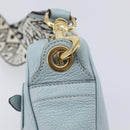 Miu Miu Madras Shoulder Bag Leather Light Blue Gold Tone Auth 208156V-16