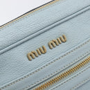 Miu Miu Madras Shoulder Bag Leather Light Blue Gold Tone Auth 208156V-18