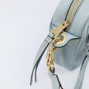 Miu Miu Madras Shoulder Bag Leather Light Blue Gold Tone Auth 208156V-19