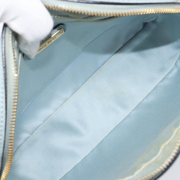 Miu Miu Madras Shoulder Bag Leather Light Blue Gold Tone Auth 208156V