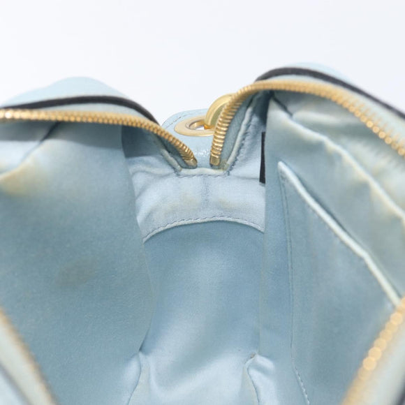 Miu Miu Madras Shoulder Bag Leather Light Blue Gold Tone Auth 208156V