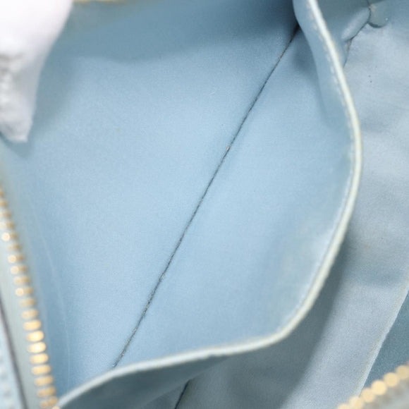 Miu Miu Madras Shoulder Bag Leather Light Blue Gold Tone Auth 208156V