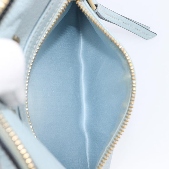 Miu Miu Madras Shoulder Bag Leather Light Blue Gold Tone Auth 208156V