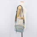 Miu Miu Madras Shoulder Bag Leather Light Blue Gold Tone Auth 208156V-29