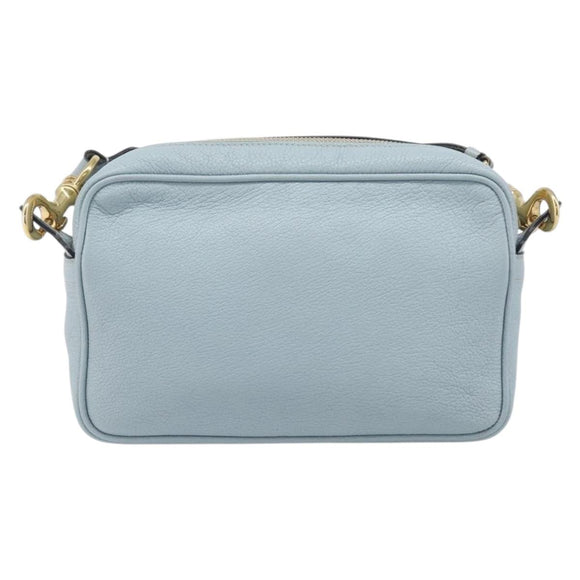 Miu Miu Madras Shoulder Bag Leather Light Blue Gold Tone Auth 208156V