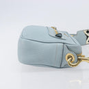 Miu Miu Madras Shoulder Bag Leather Light Blue Gold Tone Auth 208156V-4