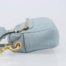 Miu Miu Madras Shoulder Bag Leather Light Blue Gold Tone Auth 208156V-5