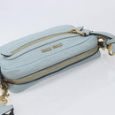 Miu Miu Madras Shoulder Bag Leather Light Blue Gold Tone Auth 208156V-6