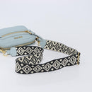 Miu Miu Madras Shoulder Bag Leather Light Blue Gold Tone Auth 208156V-7