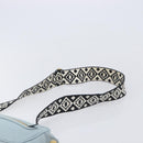 Miu Miu Madras Shoulder Bag Leather Light Blue Gold Tone Auth 208156V-8
