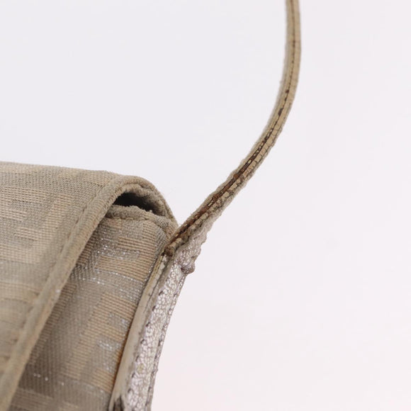 FENDI Zucchino Canvas Mamma Baguette Shoulder Bag Beige Gold 8BT075 Auth 208158