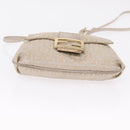 FENDI Zucchino Canvas Mamma Baguette Shoulder Bag Beige Gold 8BT075 Auth 208158-14