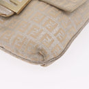 FENDI Zucchino Canvas Mamma Baguette Shoulder Bag Beige Gold 8BT075 Auth 208158-16