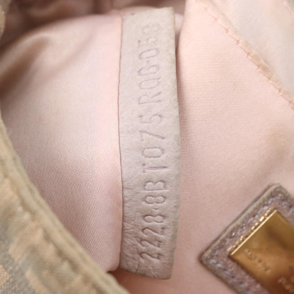 FENDI Zucchino Canvas Mamma Baguette Shoulder Bag Beige Gold 8BT075 Auth 208158