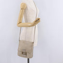 FENDI Zucchino Canvas Mamma Baguette Shoulder Bag Beige Gold 8BT075 Auth 208158-29