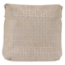 FENDI Zucchino Canvas Mamma Baguette Shoulder Bag Beige Gold 8BT075 Auth 208158-4