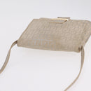 FENDI Zucchino Canvas Mamma Baguette Shoulder Bag Beige Gold 8BT075 Auth 208158-7