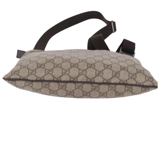 GUCCI GG Supreme Shoulder Bag PVC Beige Silver 141626 Auth 208159