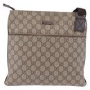GUCCI GG Supreme Shoulder Bag PVC Beige Silver 141626 Auth 208159-2