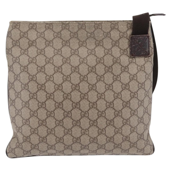 GUCCI GG Supreme Shoulder Bag PVC Beige Silver 141626 Auth 208159