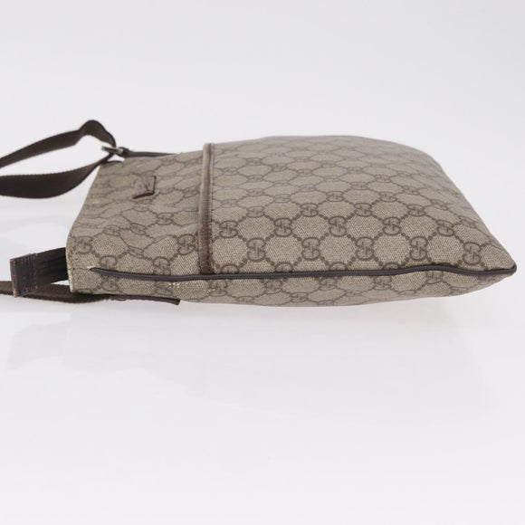 GUCCI GG Supreme Shoulder Bag PVC Beige Silver 141626 Auth 208159