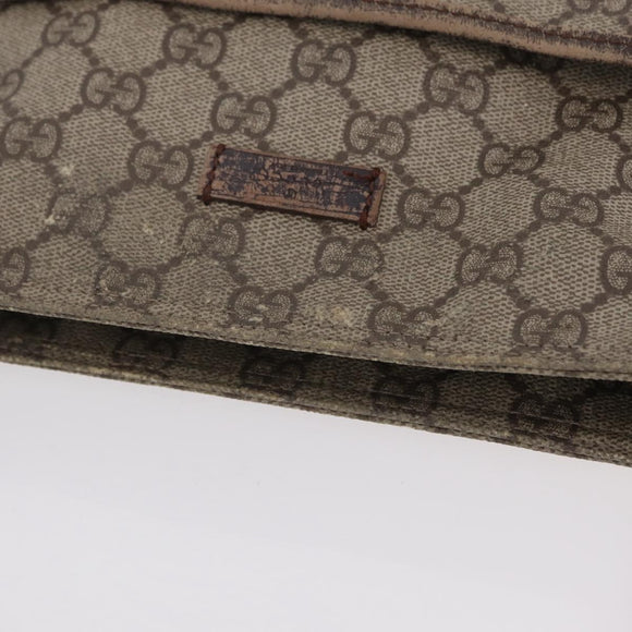 GUCCI GG Supreme Shoulder Bag PVC Beige Silver 141626 Auth 208159