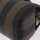 FENDI Pecan Hand Bag PVC Brown Gold Tone Auth 208160V-16