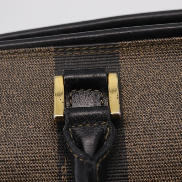 FENDI Pecan Hand Bag PVC Brown Gold Tone Auth 208160V