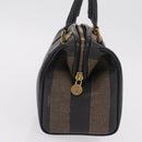FENDI Pecan Hand Bag PVC Brown Gold Tone Auth 208160V-4