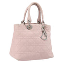Christian Dior Cannage Lady Dior Hand Bag Lamb Skin Pink Silver Auth 208161-1