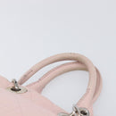 Christian Dior Cannage Lady Dior Hand Bag Lamb Skin Pink Silver Auth 208161-15