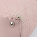 Christian Dior Cannage Lady Dior Hand Bag Lamb Skin Pink Silver Auth 208161-16