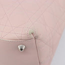 Christian Dior Cannage Lady Dior Hand Bag Lamb Skin Pink Silver Auth 208161-18
